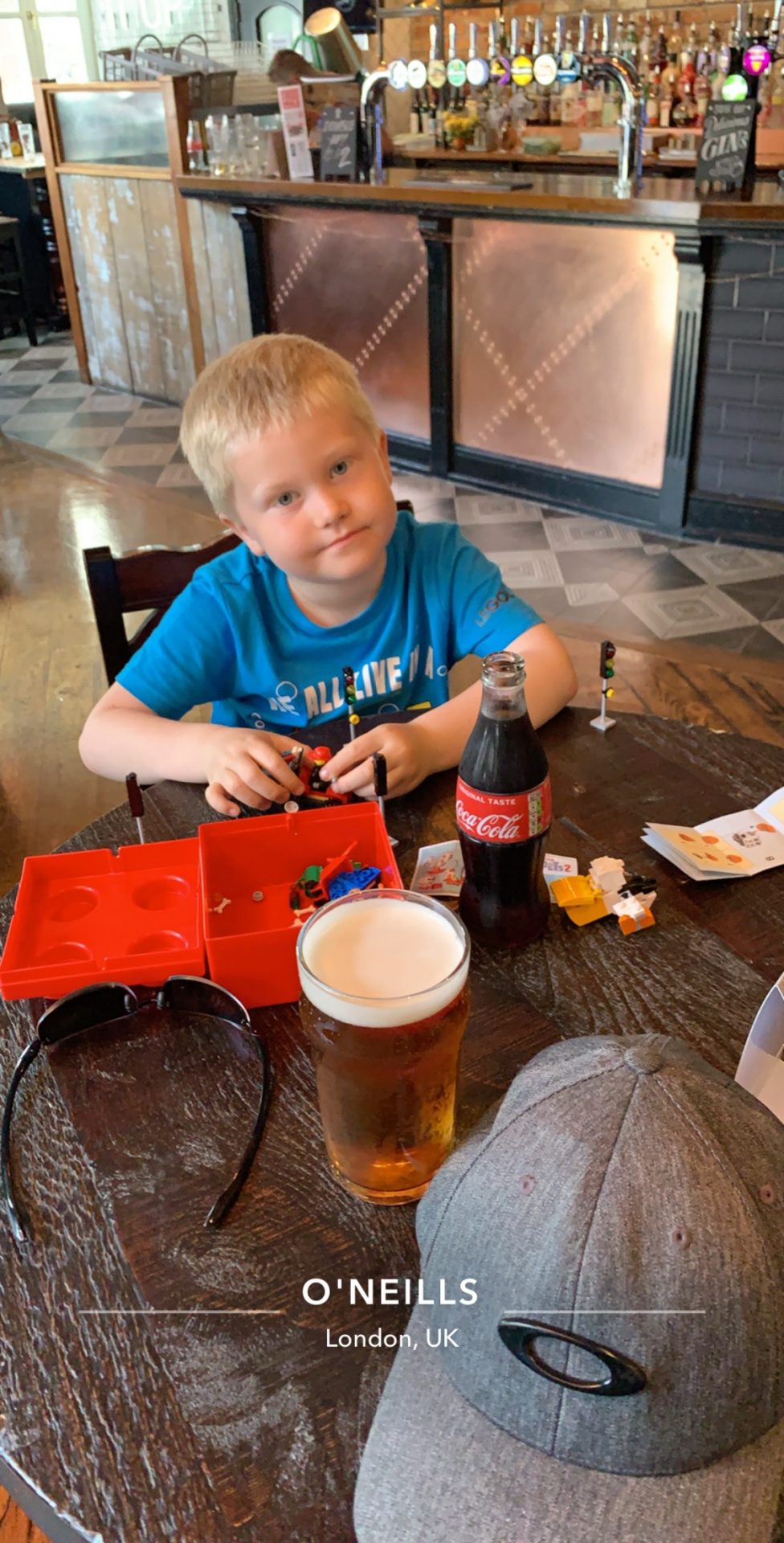 Enjoying a beer and a Coke at the pub