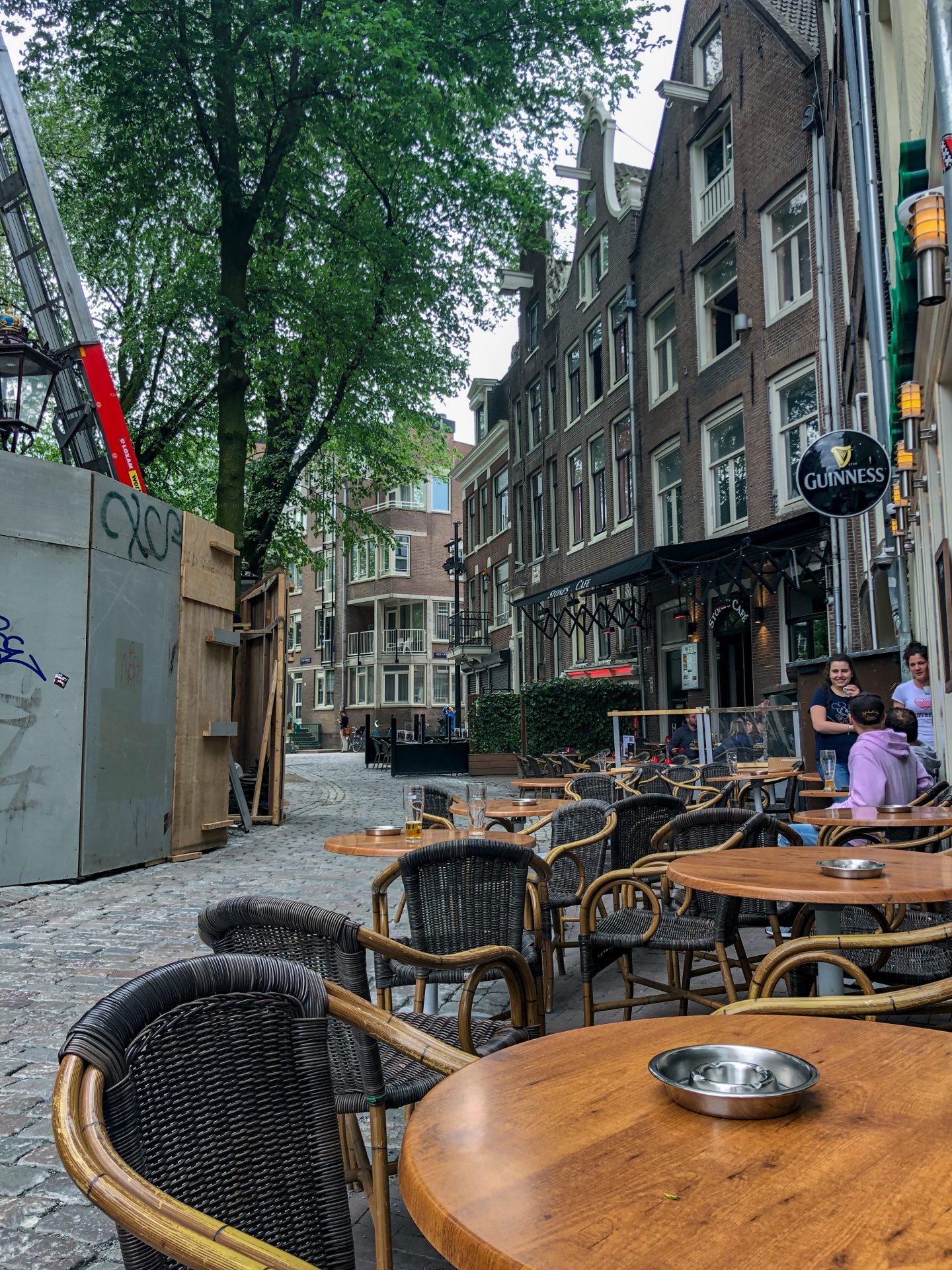 Tables outside at Irish Pub Slainte in Amsterdam