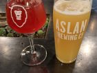 A hazy IPA and a sour beer at Aslan Brewing Co